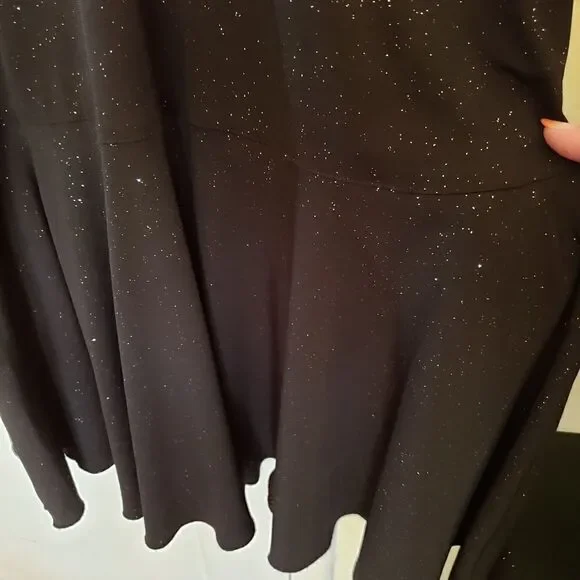 Eva Blue Juniors Black Sleeveless Gold Detail Sparkle Party Dress - Picture 9 of 9